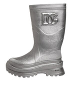 Dolce & Gabbana Metallic Silver Pull On Rain Boots Shoes