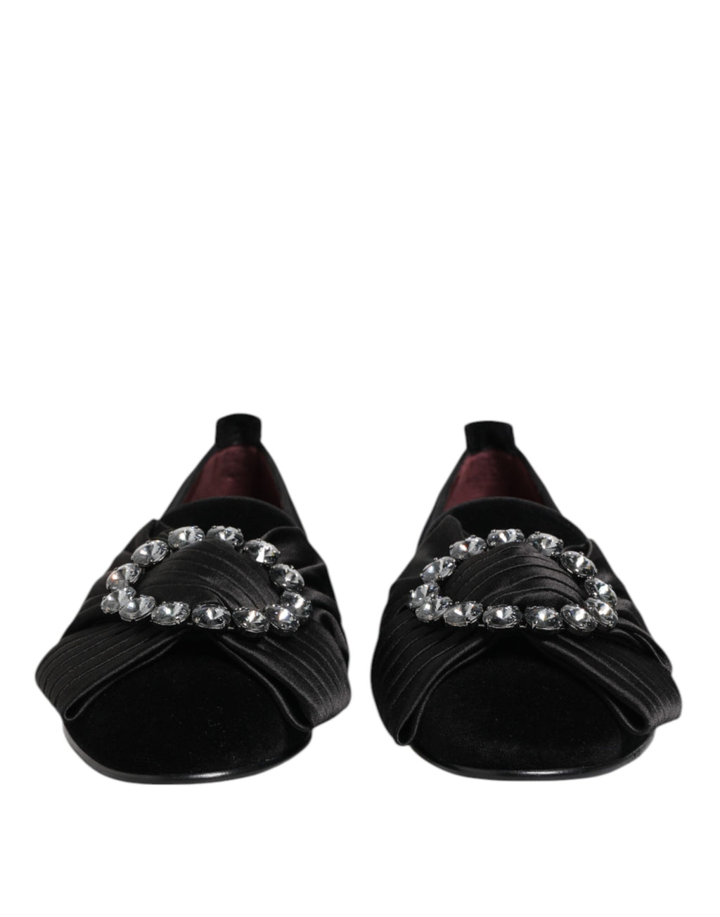 Dolce & Gabbana Black VATICANO Crystal Ribbon Slip On Shoes