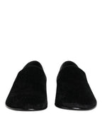 Dolce & Gabbana Black Jacquard Loafers Formal Men Dress Shoes