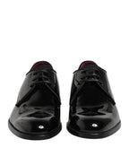 Dolce & Gabbana Black Leather Lace Up Men Derby Formal Shoes