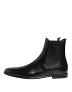Dolce & Gabbana Black Chelsea Slip On Mid Calf Boots Shoes