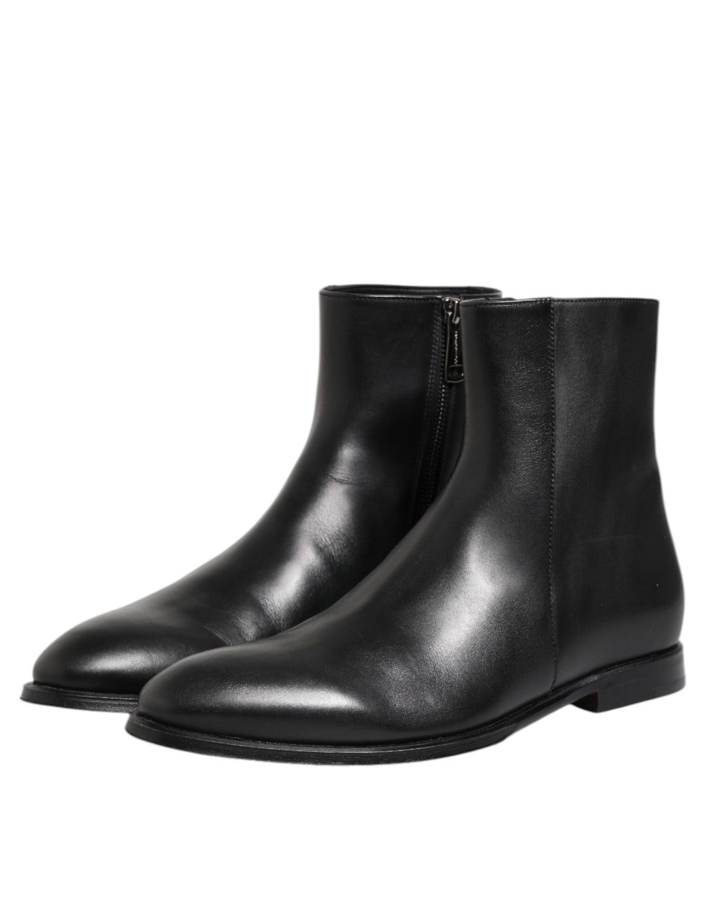 Dolce & Gabbana Black Leather Mid Calf Men Boots Shoes