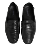 Dolce & Gabbana Black Leather Slip On Mocassin Loafer Shoes