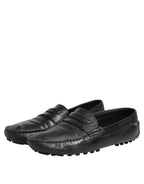 Dolce & Gabbana Black Leather Slip On Mocassin Loafer Shoes