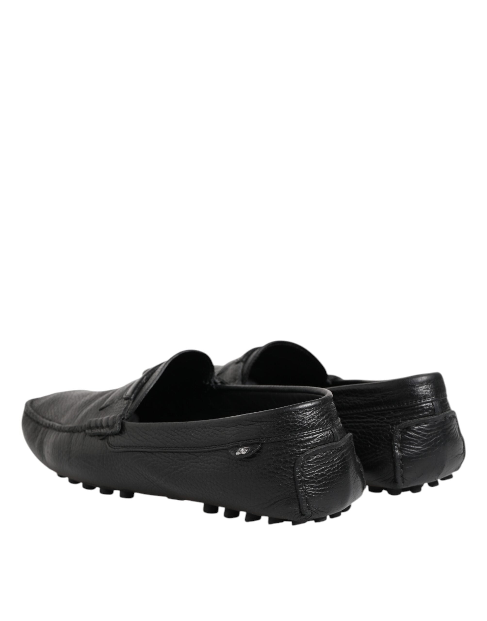 Dolce & Gabbana Black Leather Slip On Mocassin Loafer Shoes