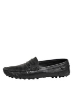 Dolce & Gabbana Black Leather Slip On Mocassin Loafer Shoes