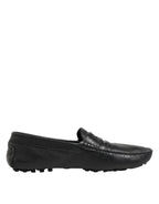 Dolce & Gabbana Black Leather Slip On Mocassin Loafer Shoes