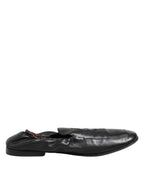 Dolce & Gabbana Black Leather Slip On Men Flat Loafers Shoes