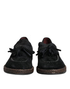 Dolce & Gabbana Black Suede Tassel Embellished Loafers Shoes