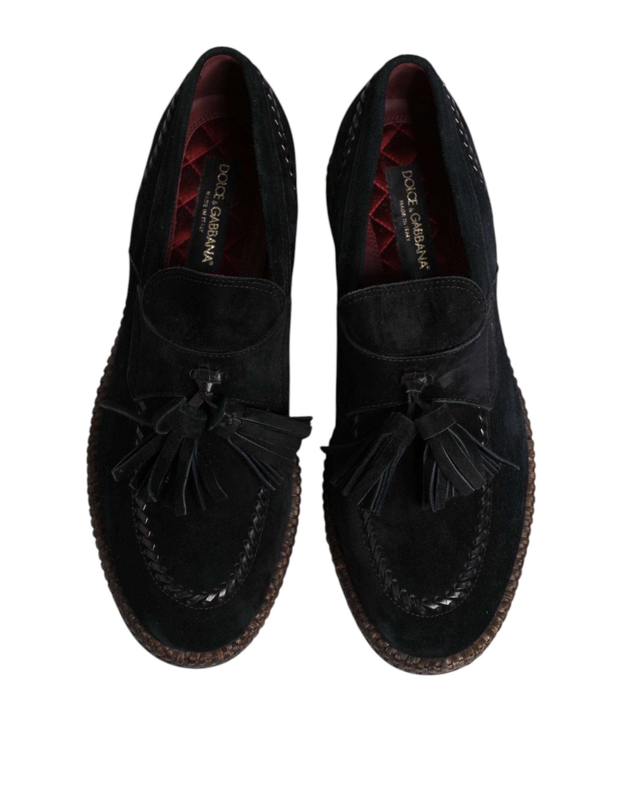 Dolce & Gabbana Black Suede Tassel Embellished Loafers Shoes