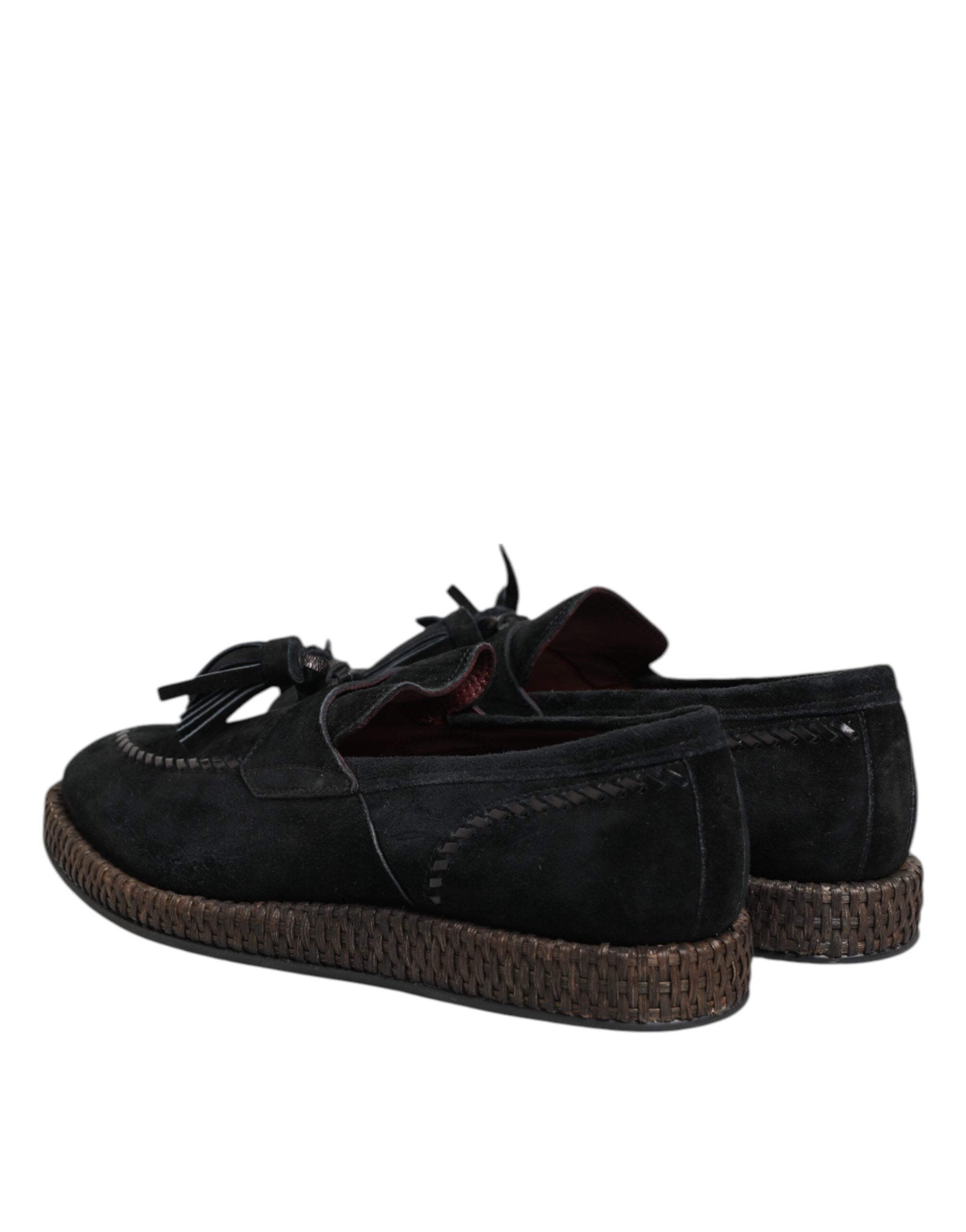 Dolce & Gabbana Black Suede Tassel Embellished Loafers Shoes