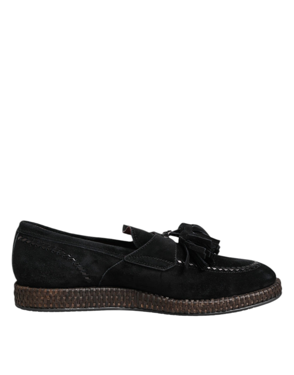 Dolce & Gabbana Black Suede Tassel Embellished Loafers Shoes