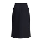 Valentino Black Fleece Wool Midi Skirt