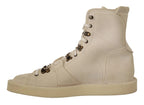 Dolce & Gabbana White Leather Lace Up Mens Boots