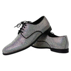Dolce & Gabbana Silver Leather Rhinestones Derby Shoes