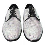 Dolce & Gabbana Silver Leather Rhinestones Derby Shoes