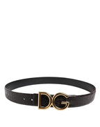 Dolce & Gabbana Black Exotic Leather DG Logo Buckle Belt