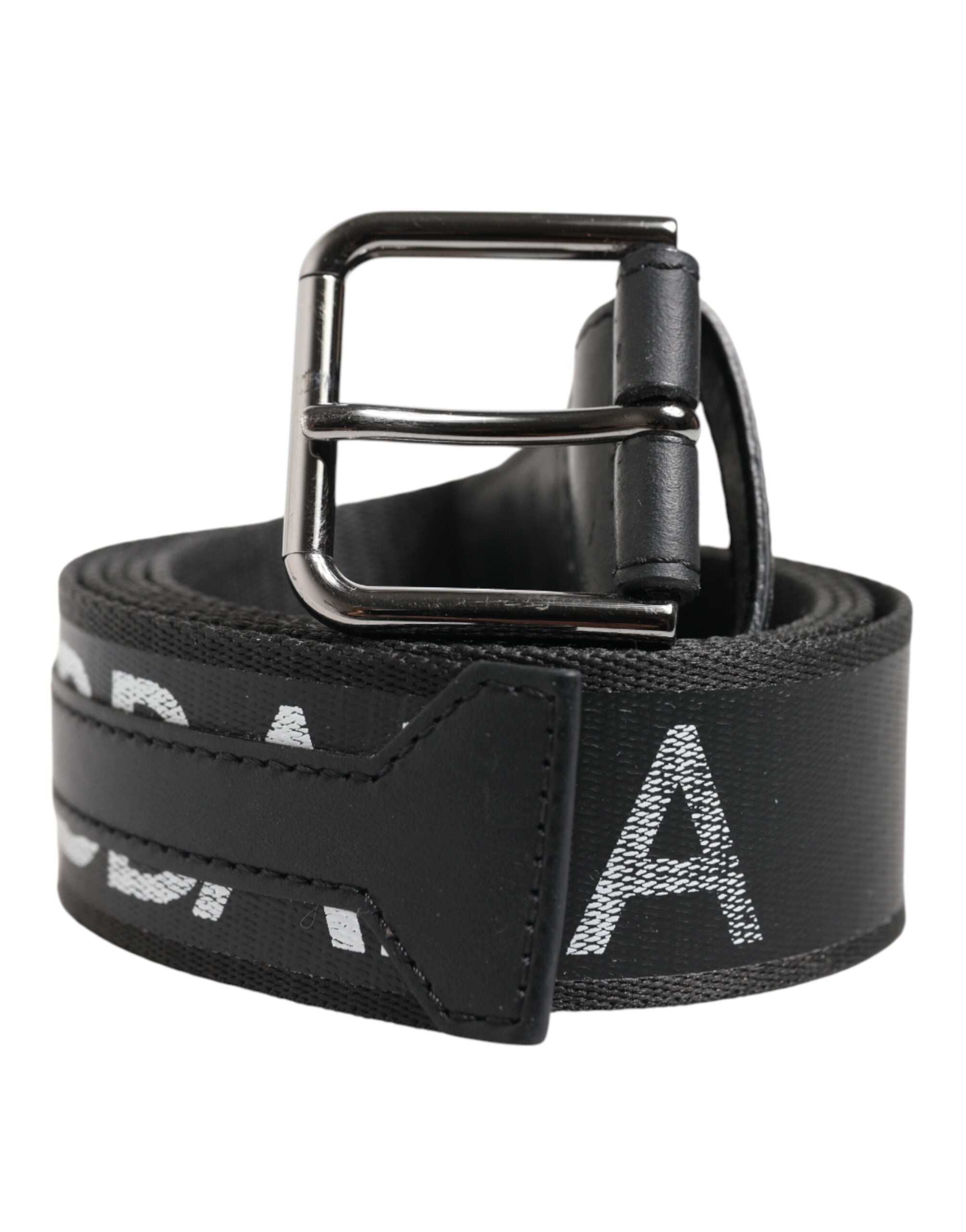 Dolce & Gabbana Black Polyester Leather Metal Buckle Belt