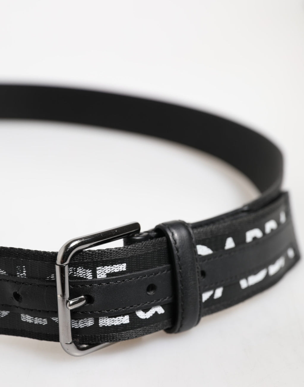 Dolce & Gabbana Black Polyester Leather Metal Buckle Belt