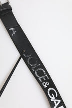 Dolce & Gabbana Black Polyester Leather Metal Buckle Belt