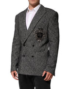 Dolce & Gabbana Black White Double Breasted Men Suit Blazer