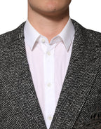 Dolce & Gabbana Black White Double Breasted Men Suit Blazer