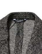 Dolce & Gabbana Black White Double Breasted Men Suit Blazer
