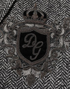 Dolce & Gabbana Black White Double Breasted Men Suit Blazer