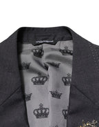 Dolce & Gabbana Dark Gray Bee Embroidery Wool Coat Blazer