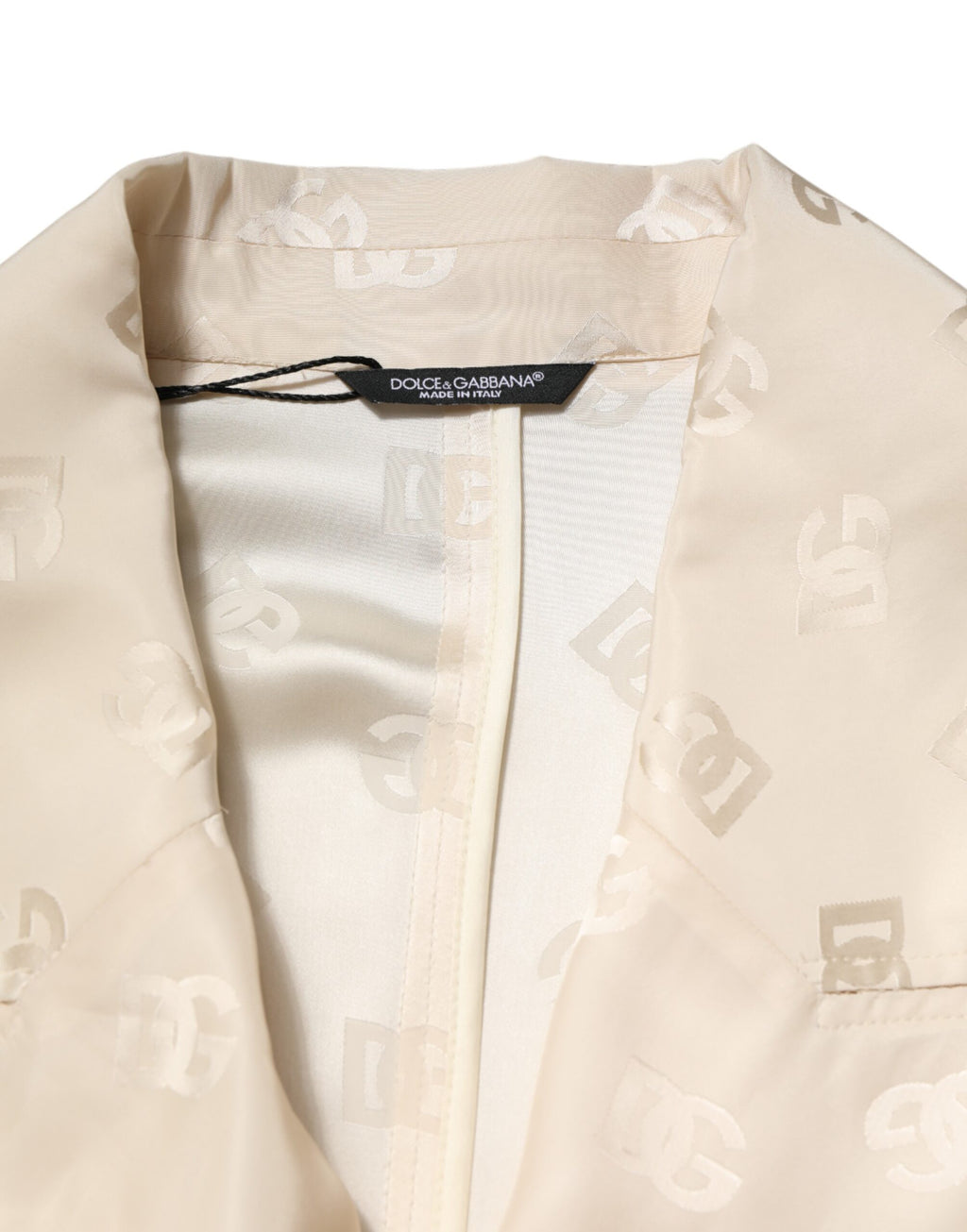 Dolce & Gabbana Beige Polyester Logo Monogram Coat Jacket
