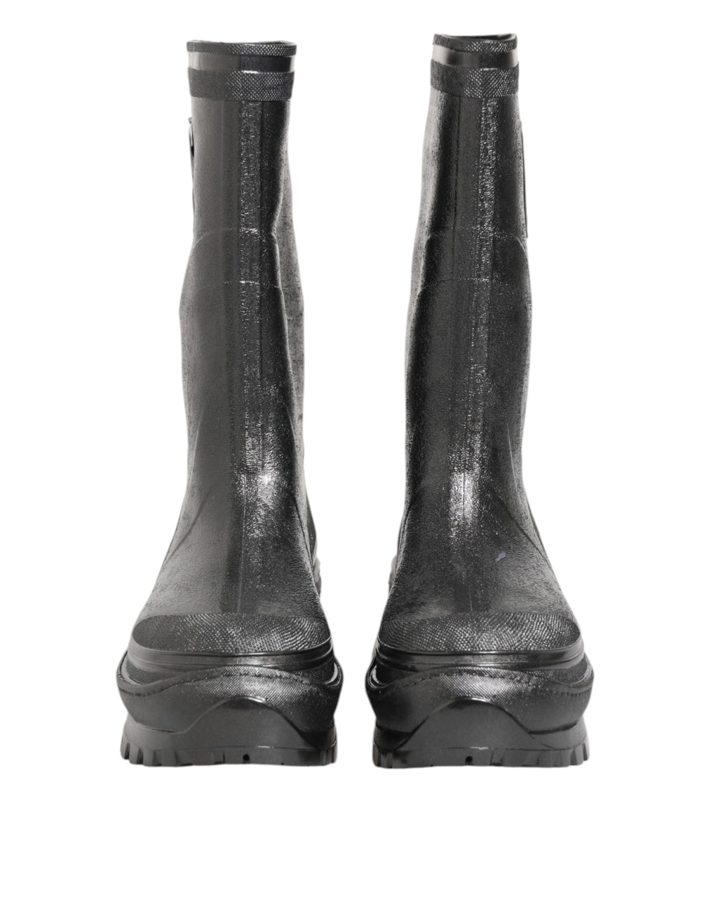 Dolce & Gabbana Metallic Gray Pull On Rain Boots Shoes