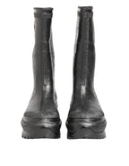 Dolce & Gabbana Metallic Gray Pull On Rain Boots Shoes