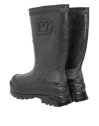 Dolce & Gabbana Metallic Gray Pull On Rain Boots Shoes