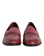 Dolce & Gabbana Burgundy Leather Formal Slip On Shoes