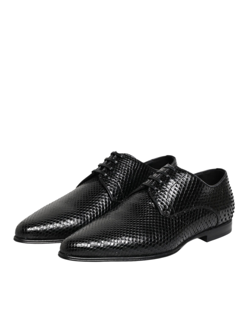 Dolce & Gabbana Black Exotic Leather Lace Up Derby Shoes