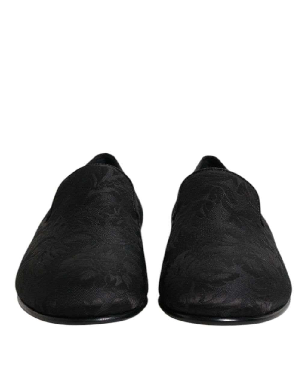 Dolce & Gabbana Black Floral Brocade Loafers Men Dress Shoes