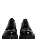 Dolce & Gabbana Black Leather Lace Up Trekking Dress Shoes