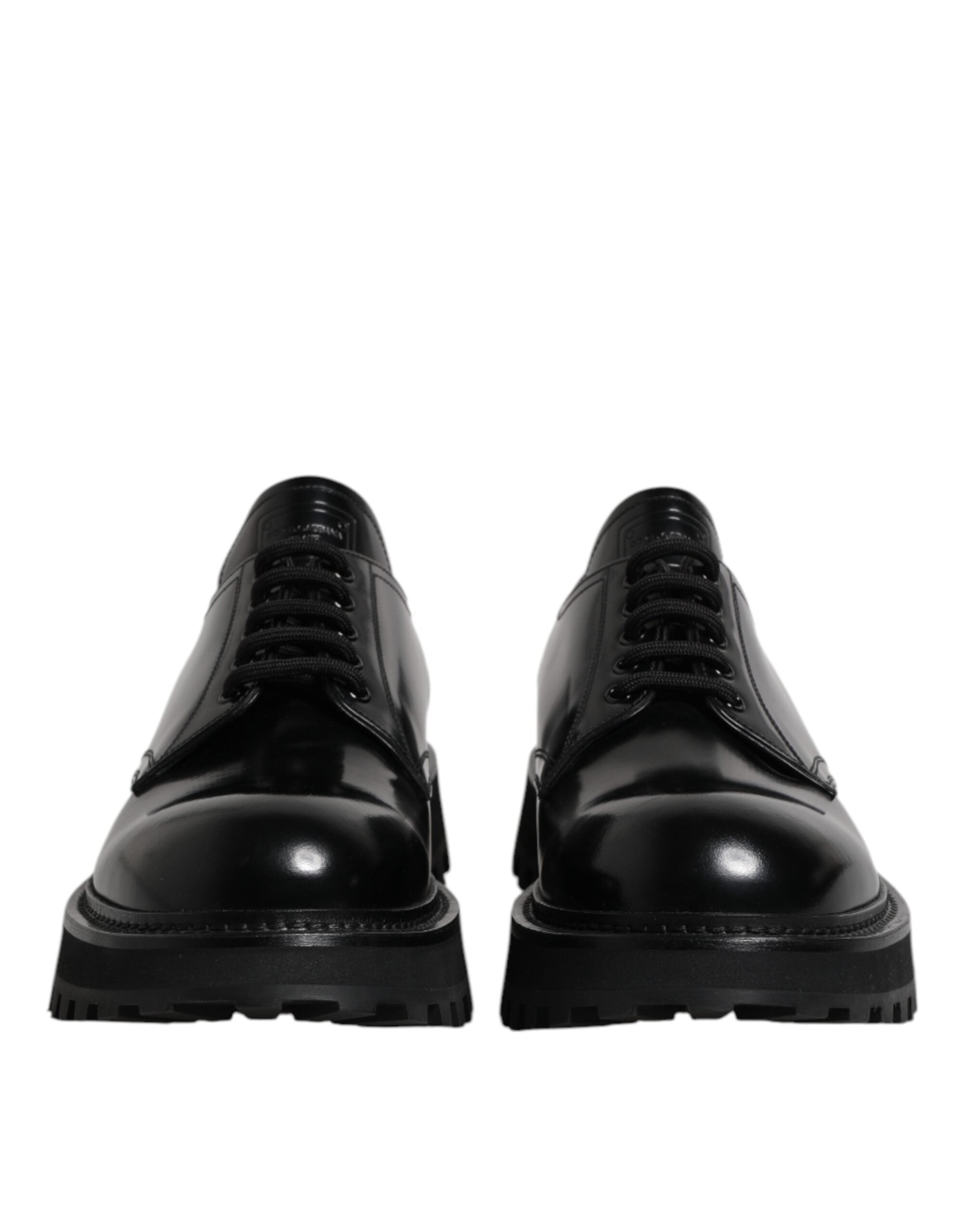 Dolce & Gabbana Black Leather Lace Up Trekking Dress Shoes