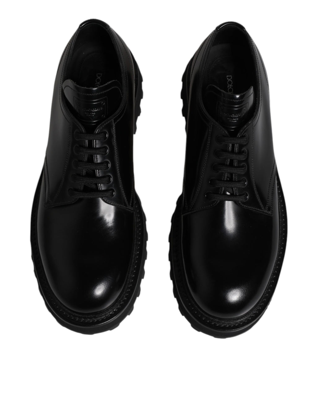 Dolce & Gabbana Black Leather Lace Up Trekking Dress Shoes