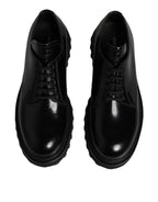 Dolce & Gabbana Black Leather Lace Up Trekking Dress Shoes
