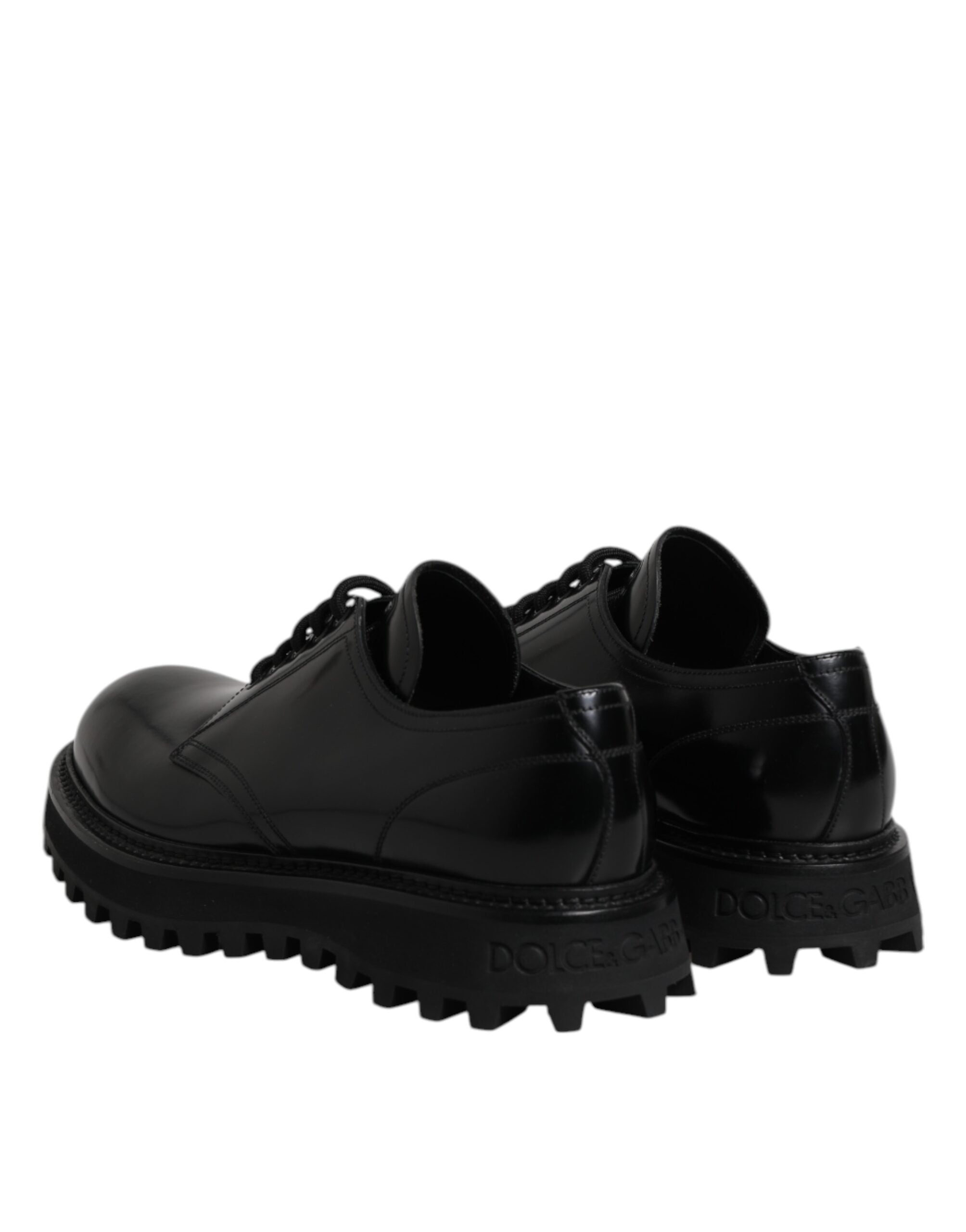 Dolce & Gabbana Black Leather Lace Up Trekking Dress Shoes