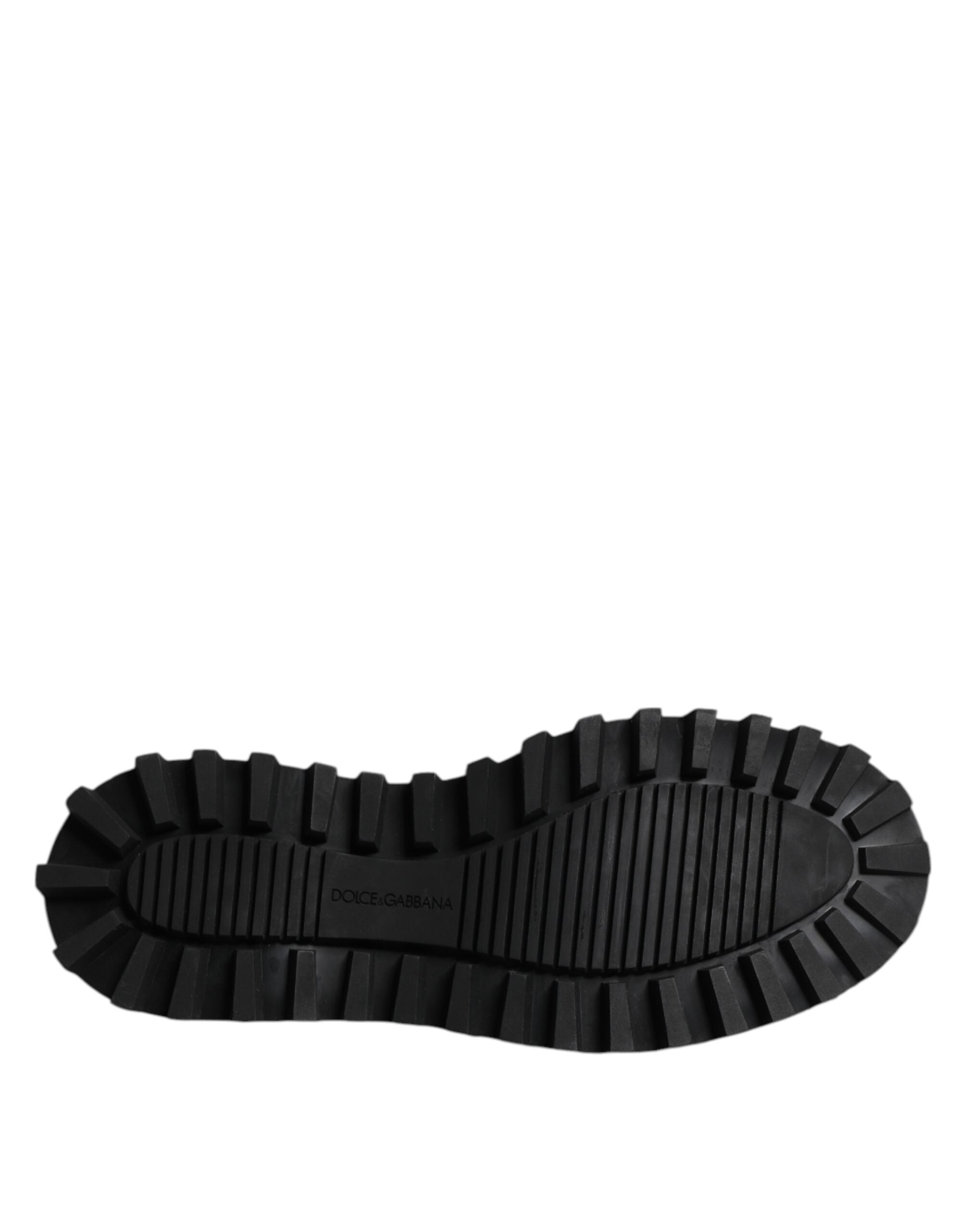 Dolce & Gabbana Black Leather Lace Up Trekking Dress Shoes