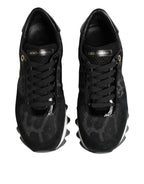 Dolce & Gabbana Black Gray Leopard Low Top Sneakers Shoes