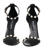 Dolce & Gabbana Black KEIRA Pearl Embellished Sandals Shoes