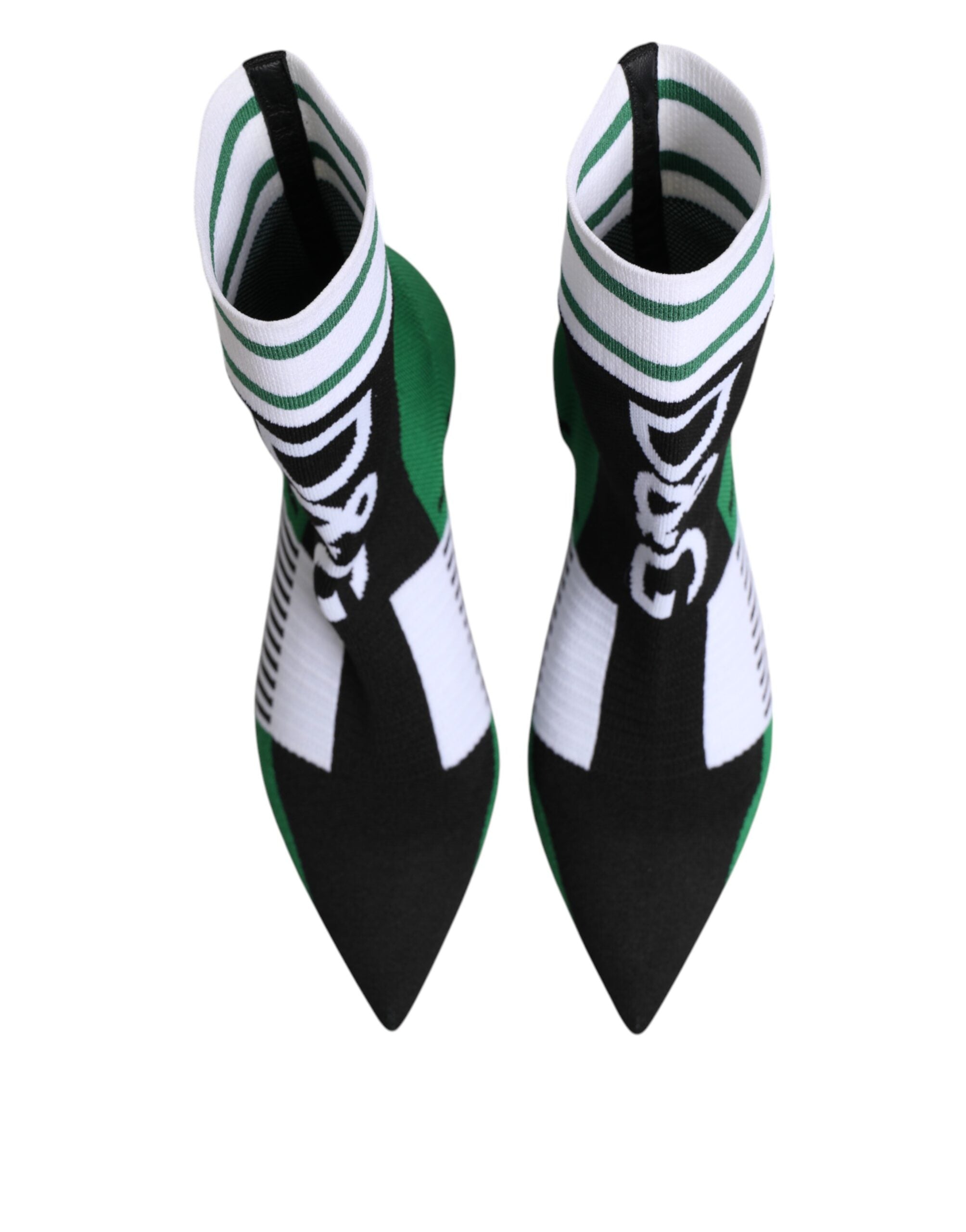 Dolce & Gabbana Green Stretch Sock Style Ankle Boots Shoes