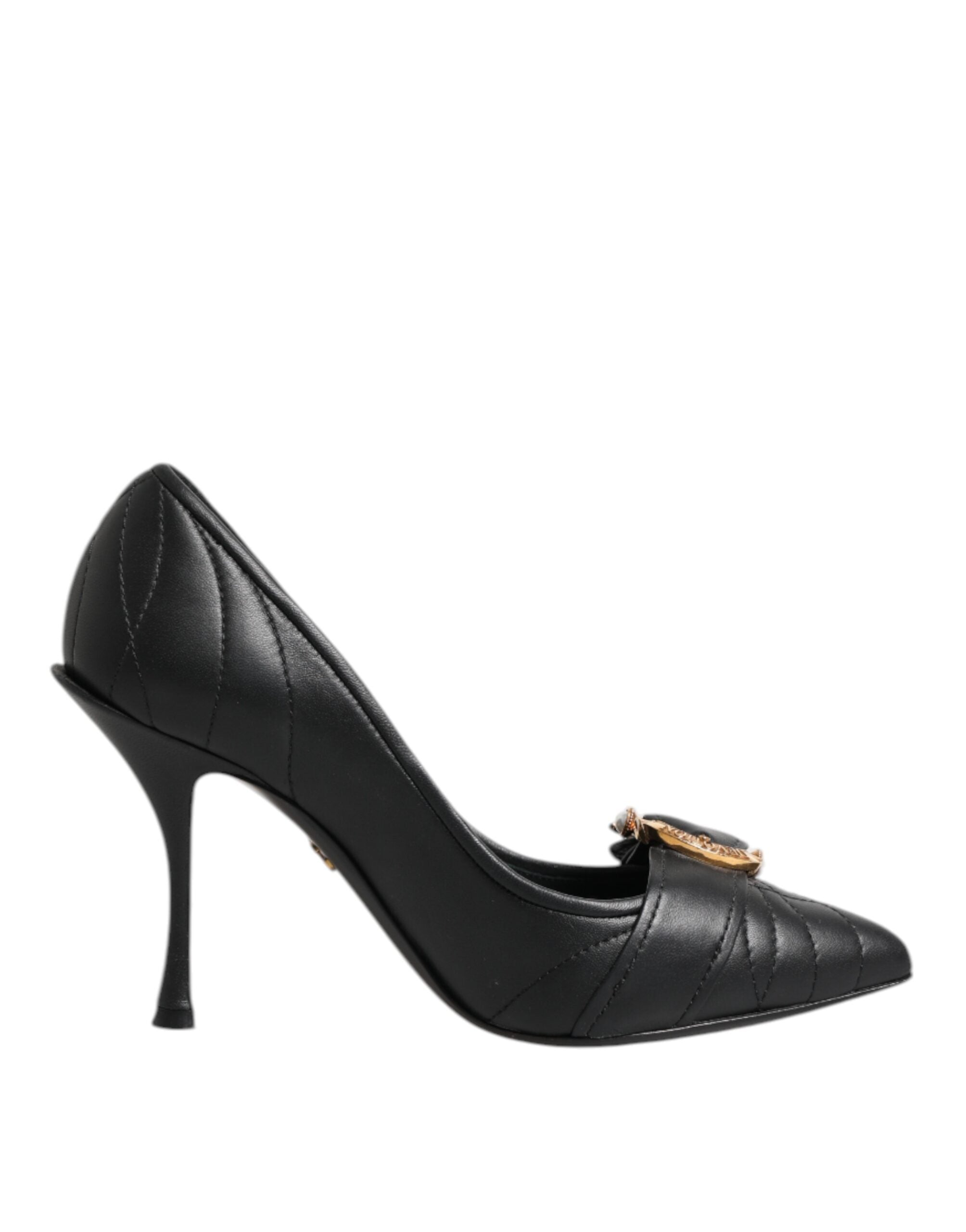 Dolce & Gabbana Black Devotion Leather Heels Pumps Shoes
