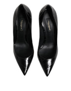 Dolce & Gabbana Black Leather Stiletto High Heels Pumps Shoes