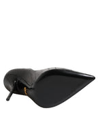 Dolce & Gabbana Black Leather Stiletto High Heels Pumps Shoes