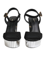 Dolce & Gabbana Black Crystal Ankle Strap Keira Sandal Shoes
