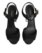 Dolce & Gabbana Black Crystal Ankle Strap Keira Sandal Shoes